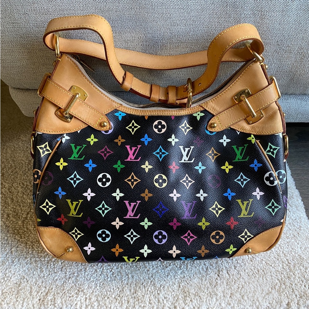 Louis Vuitton Black Multicolor Monogram Canvas Greta Bag
